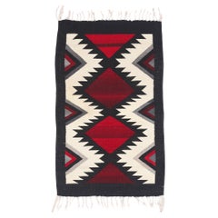 The Crimson & Obsidian Rhythm: A Vintage Zapotec Kilim of Primal Elegance