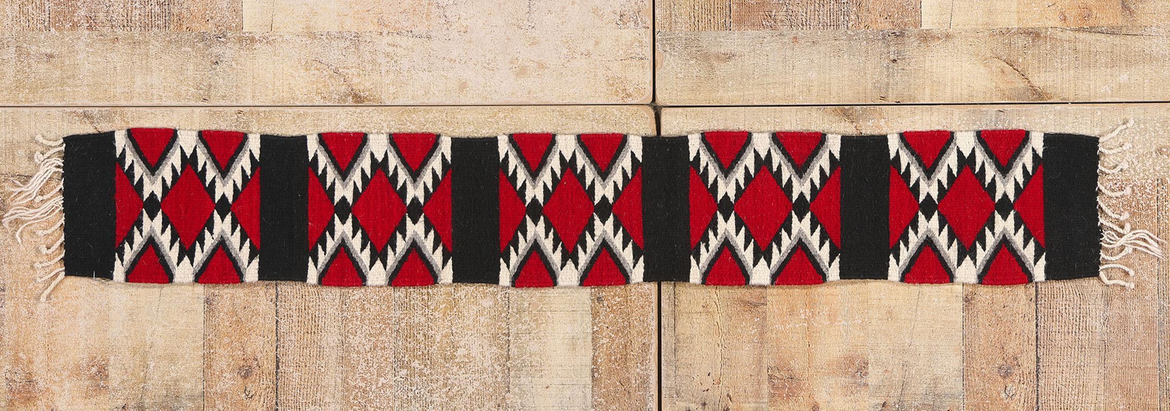 The Crimson & Obsidian Trail: A Vintage Oaxacan Zapotec Kilim of Sacred Geometry For Sale 2
