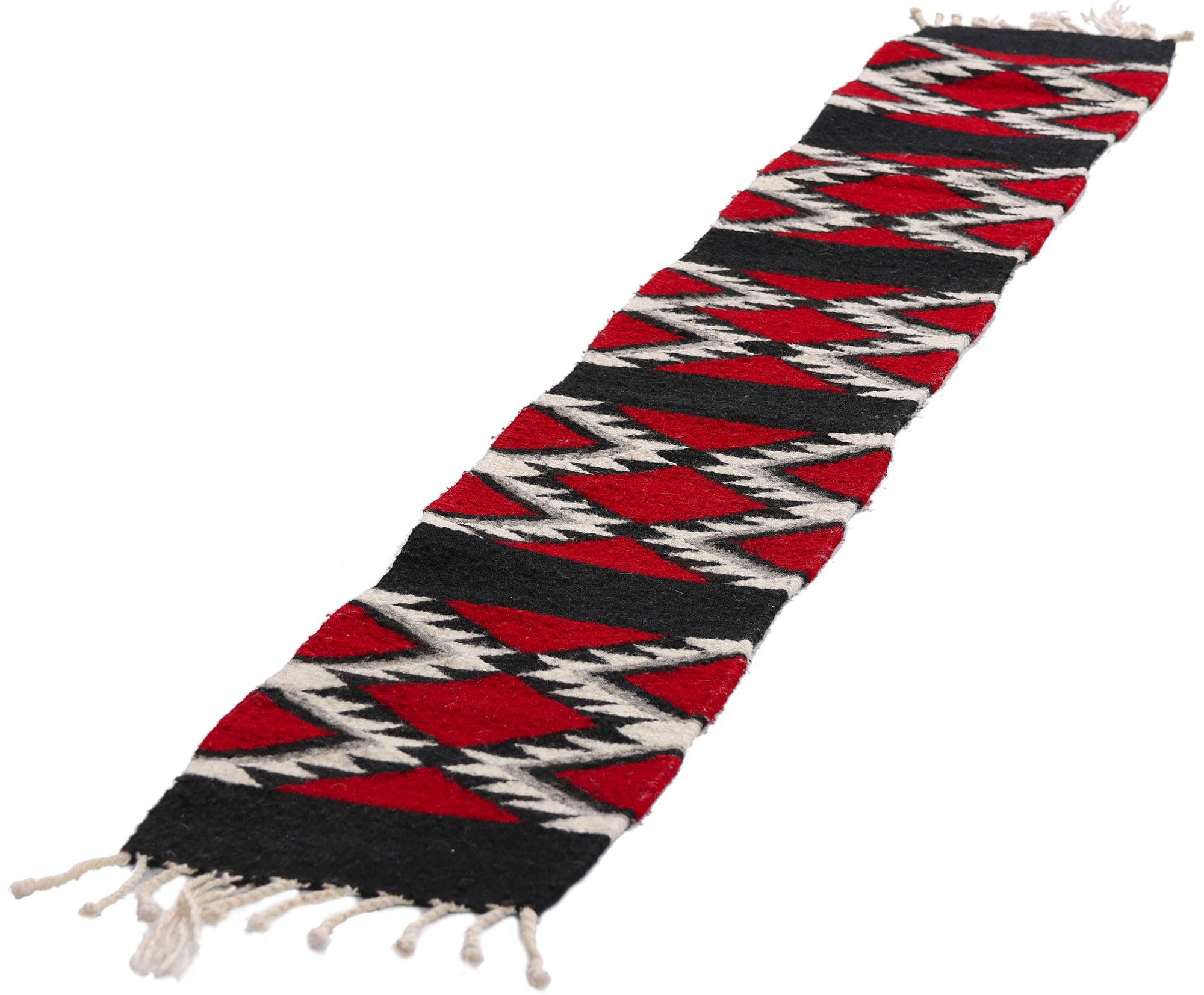 Mid-Century Modern The Crimson & Obsidian Trail: A Vintage Oaxacan Zapotec Kilim of Sacred Geometry For Sale