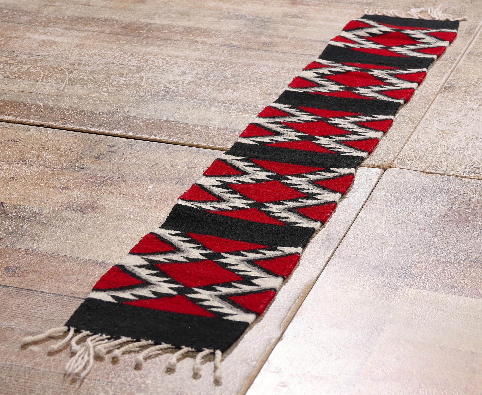 Mexican The Crimson & Obsidian Trail: A Vintage Oaxacan Zapotec Kilim of Sacred Geometry For Sale