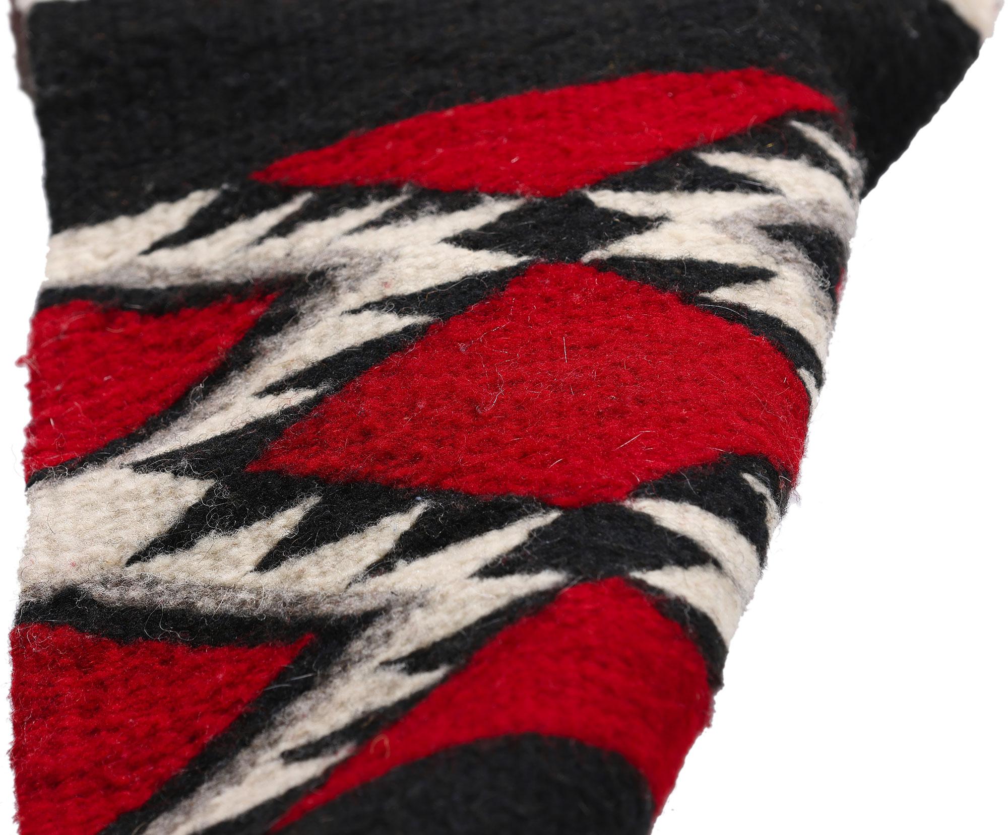 Hand-Woven The Crimson & Obsidian Trail: A Vintage Oaxacan Zapotec Kilim of Sacred Geometry For Sale