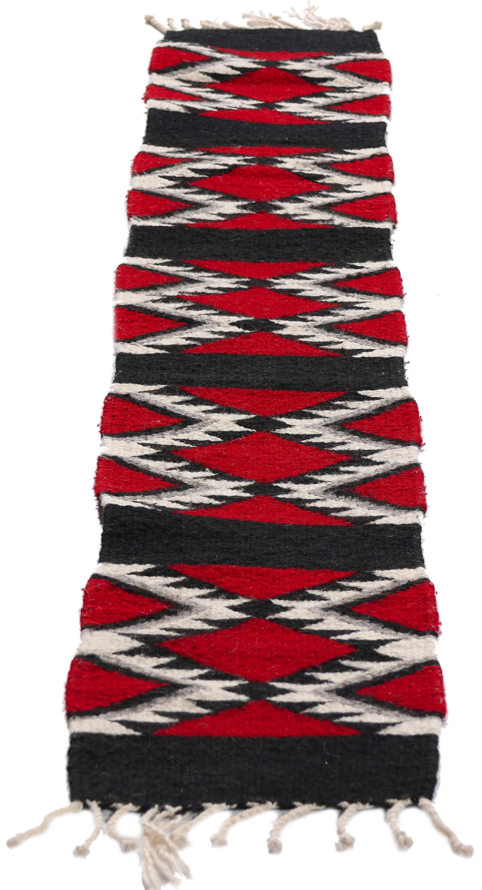 The Crimson & Obsidian Trail: A Vintage Oaxacan Zapotec Kilim of Sacred Geometry In Good Condition For Sale In Dallas, TX