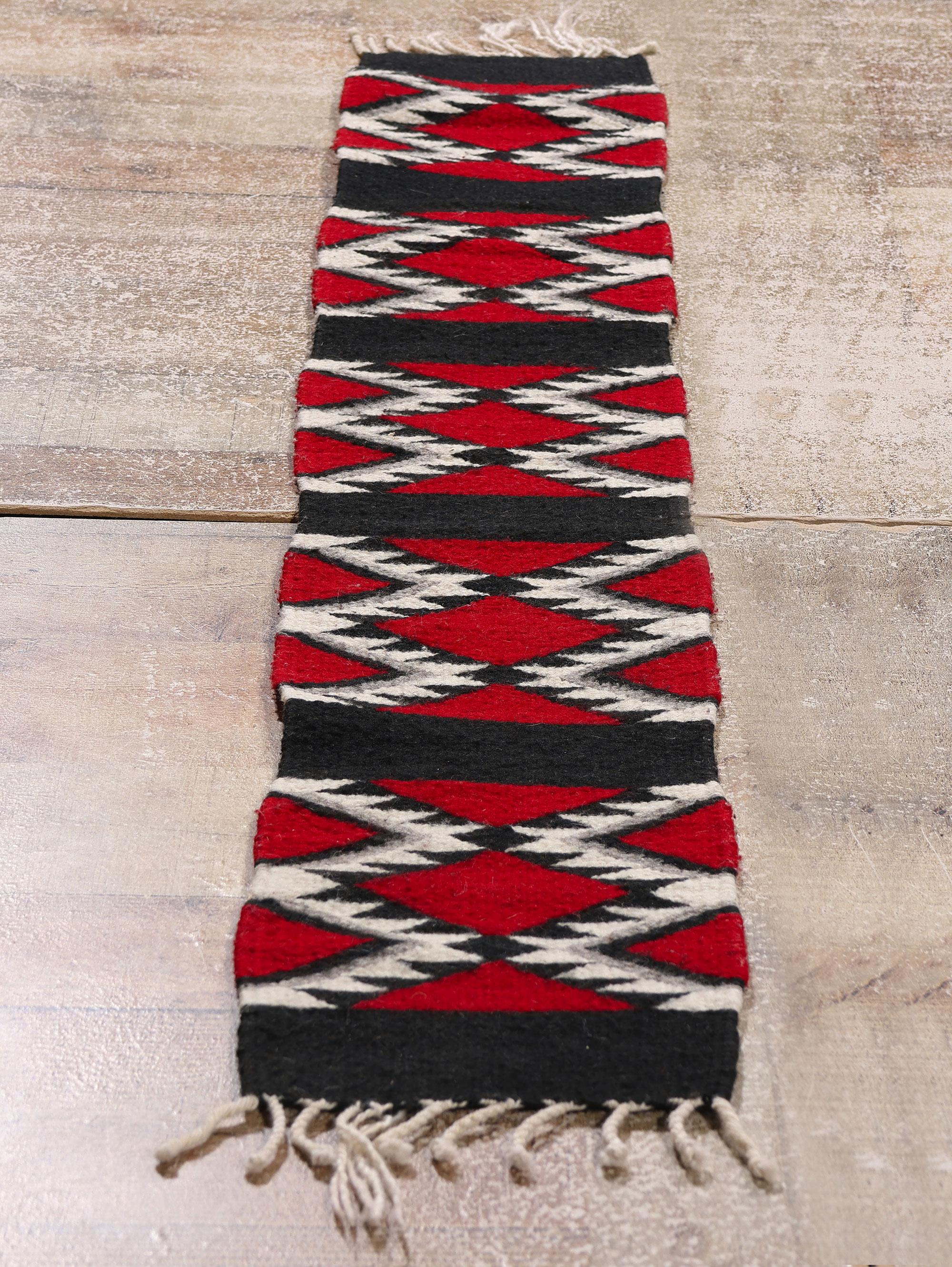 20th Century The Crimson & Obsidian Trail: A Vintage Oaxacan Zapotec Kilim of Sacred Geometry For Sale