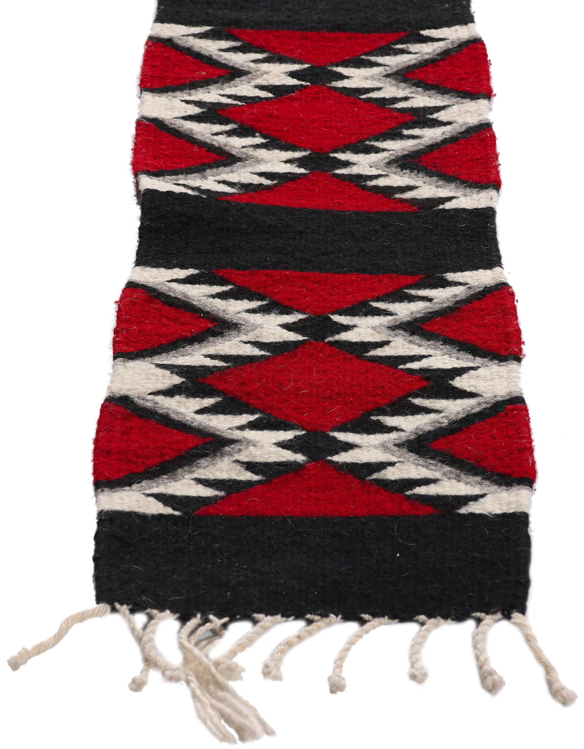 Wool The Crimson & Obsidian Trail: A Vintage Oaxacan Zapotec Kilim of Sacred Geometry For Sale