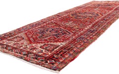 The Crimson Odyssey: A Vintage Persian Heriz Masterpiece of Timeless Prestige