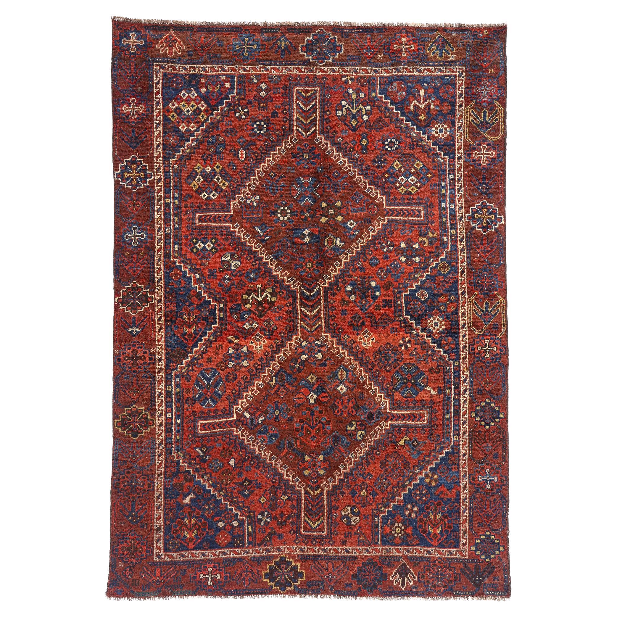 The Crimson Oracle: Late 19th Century Persian Shiraz Masterpiece of Tribal Myth