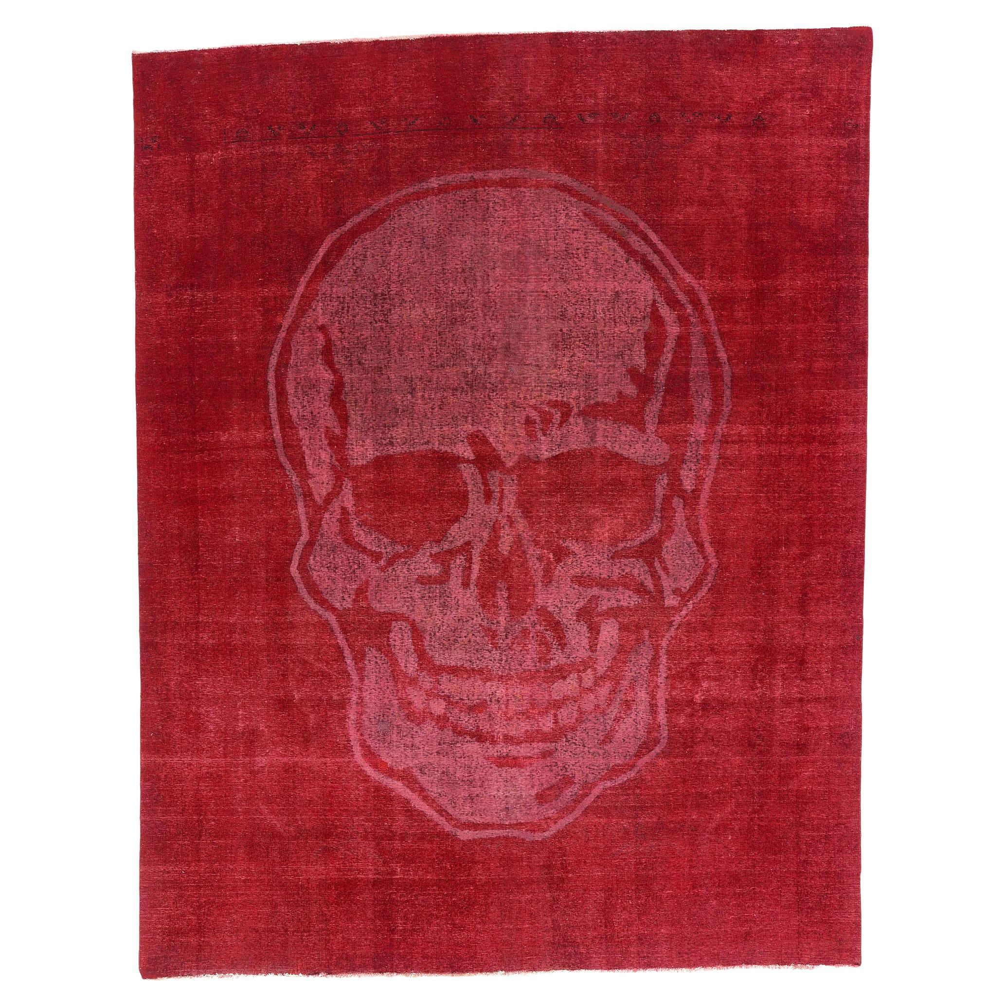 Tappeto Craniotomia Vintage con teschio rosso, ispirato ad Alexander McQueen