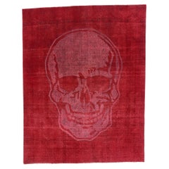 The Crimson Rebellion: A Vintage Overdyed Skull Rug of Avant-Garde Allure
