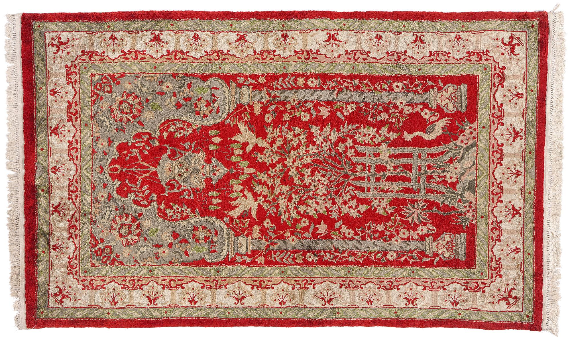 The Crimson Sanctuary: A Persian Hereke Masterpiece of Devotion and Distinction For Sale 3