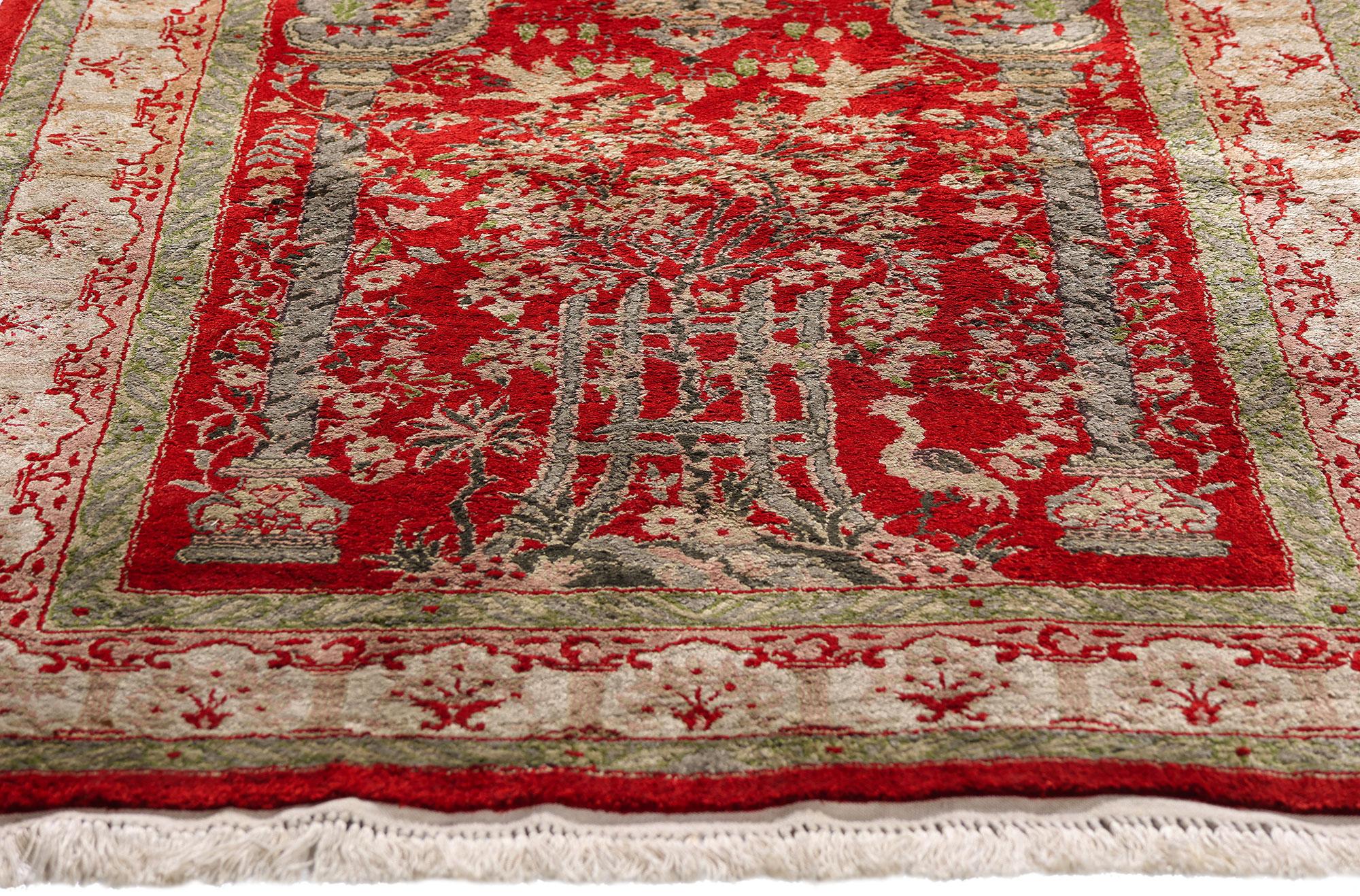 Turkish The Crimson Sanctuary: A Persian Hereke Masterpiece of Devotion and Distinction For Sale