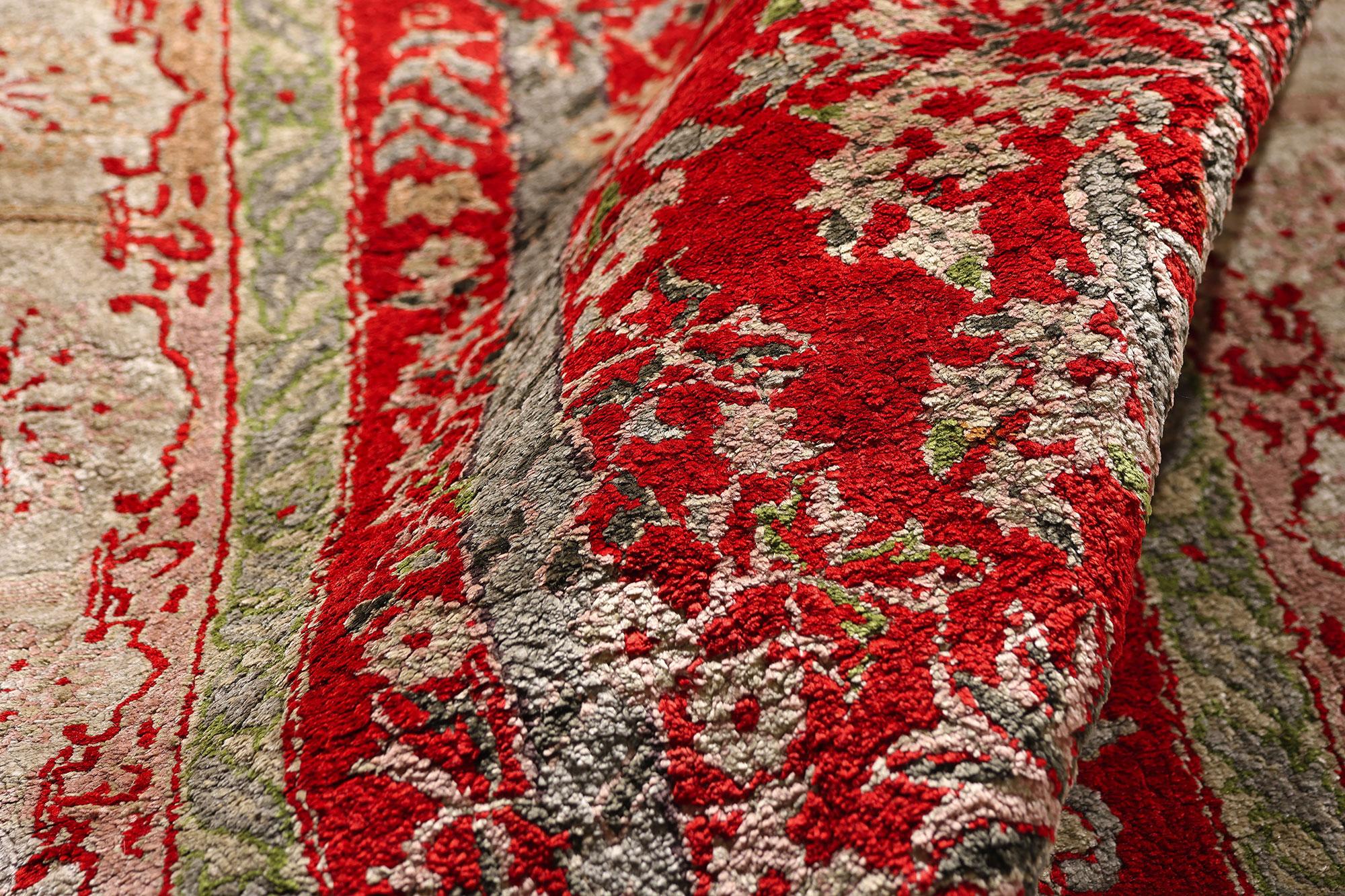 The Crimson Sanctuary: A Persian Hereke Masterpiece of Devotion and Distinction In Good Condition For Sale In Dallas, TX