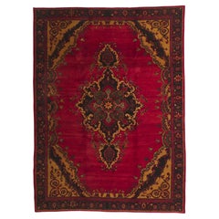 The Crimson Sovereign: A Vintage Turkish Oushak Masterpiece of Ottoman Splendor