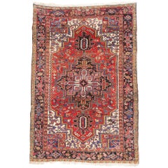 The Crimson Sovereign: An Antique Persian Heriz Masterpiece of Monumental Power