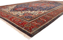 The Crimson Sovereign: Late 19th Century Persian Serapi Masterpiece of Elegance