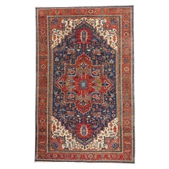 The Crimson Sovereign: Late 19th Century Persian Serapi Masterpiece of Elegance