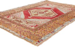 Il Talismano Cremisi: Un capolavoro turco vintage di Oushak dal potere ancestrale
