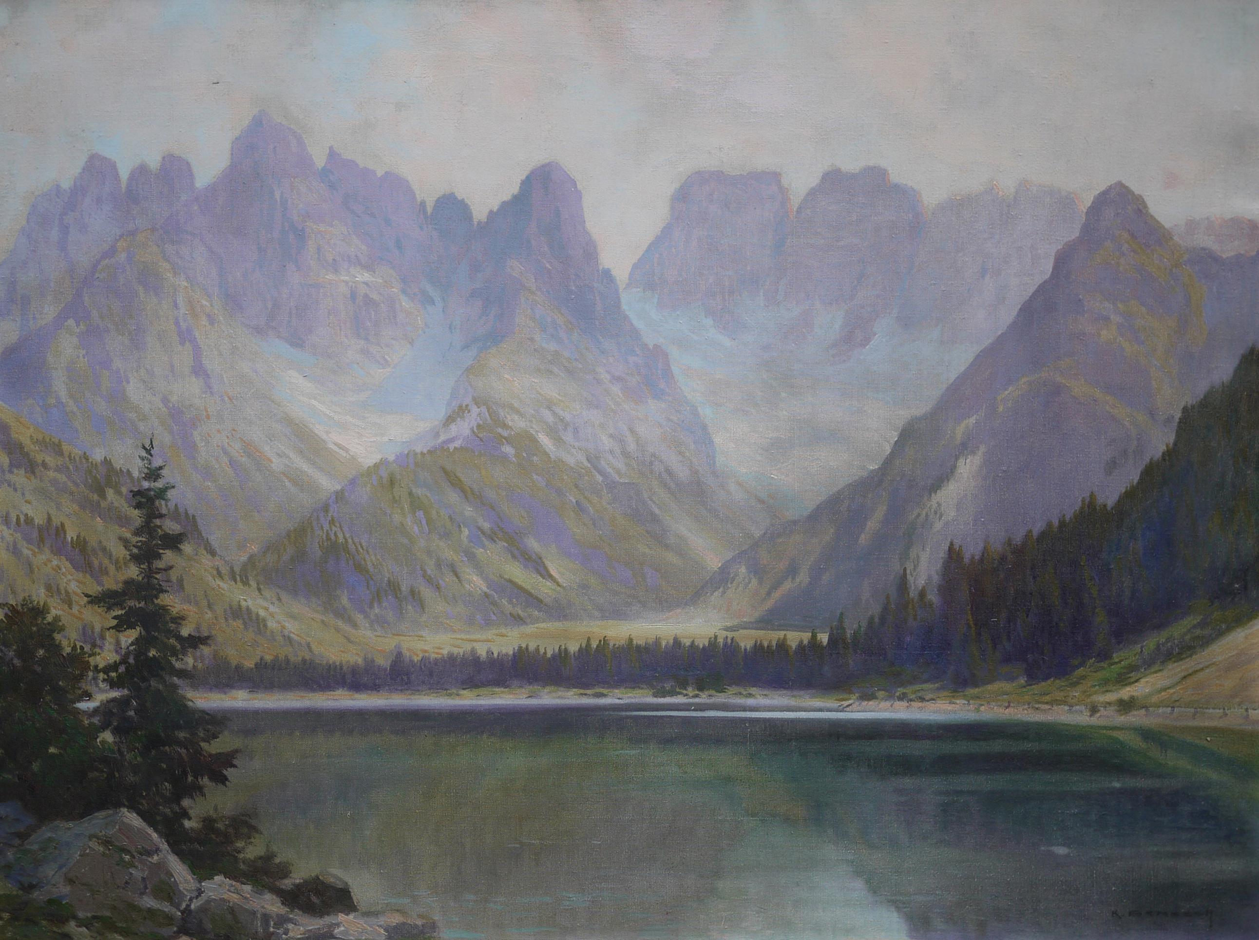 Monte Cristallo
Measures: 60 cm x 80 cm (without frame), oil on canvas, 1920s
11.8 in x 15.7 in (without frame)

K.Benesch
Monte Cristallo and Lake Landro (Durrensee) seen from the Val Pusteria.
