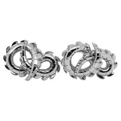 Crocodile Tail Earrings in 18ct White Gold