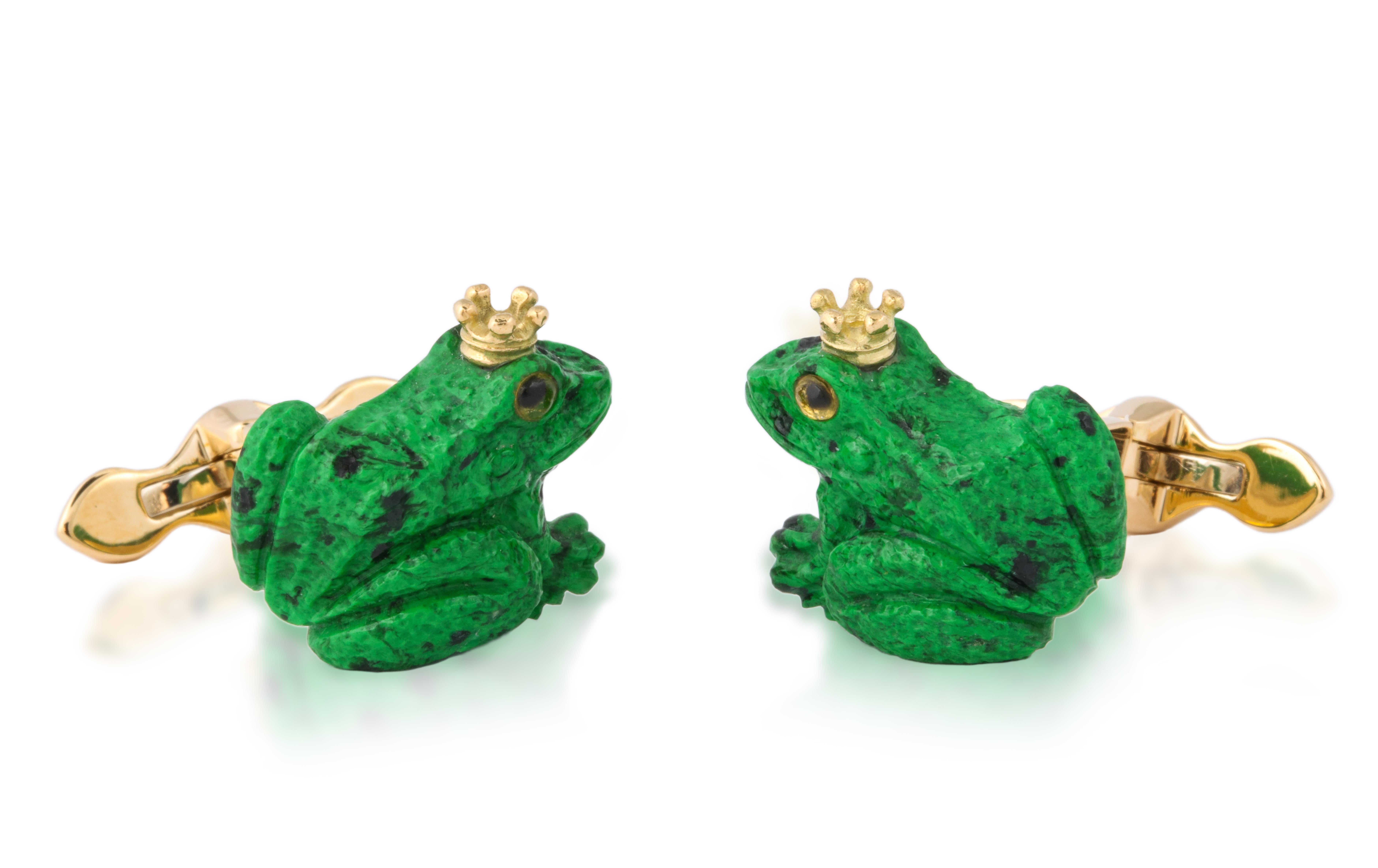 Contemporain Boutons de manchette « The Crowned Frog » de Michael Kanners en vente