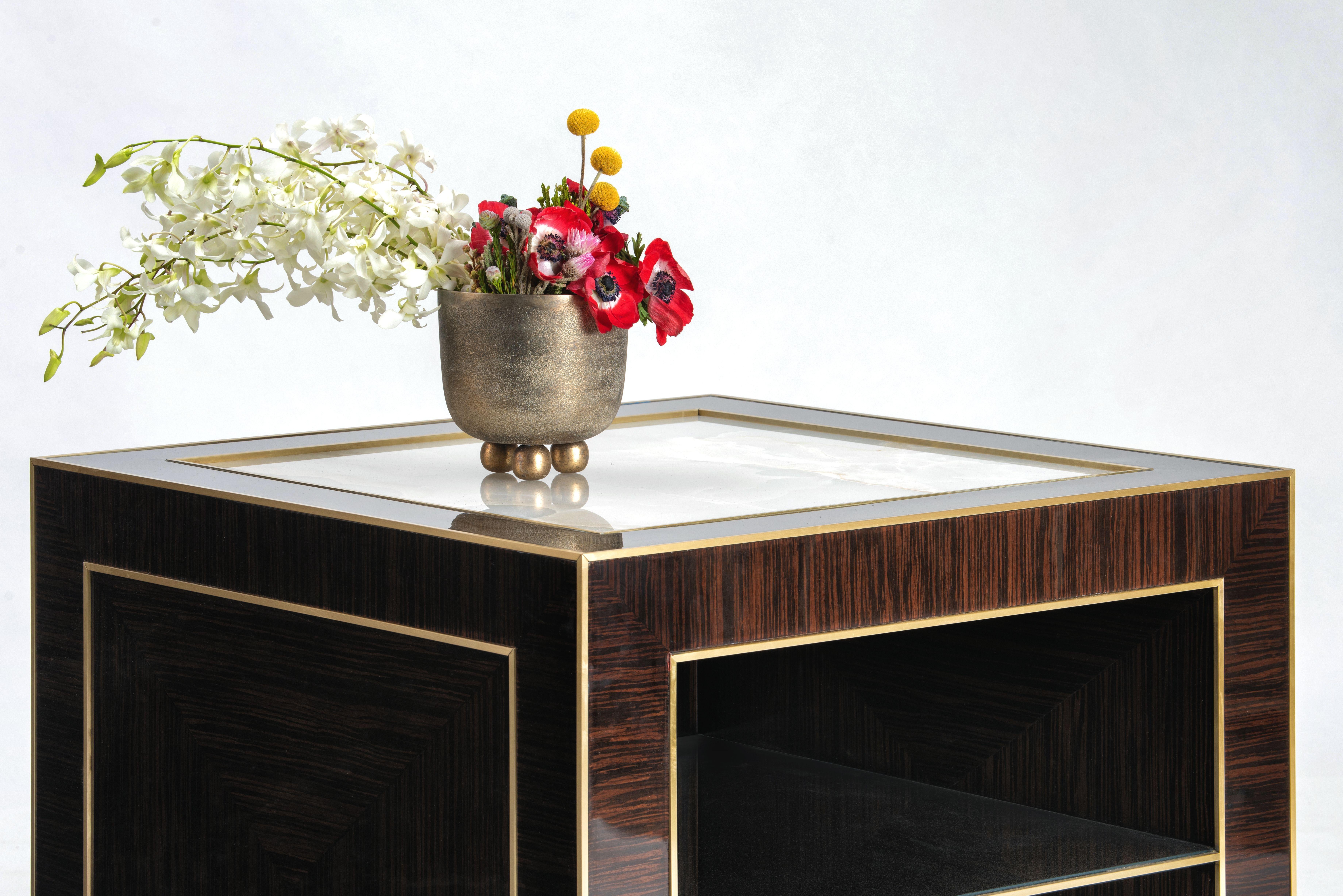 Brass The Cube Side Table For Sale