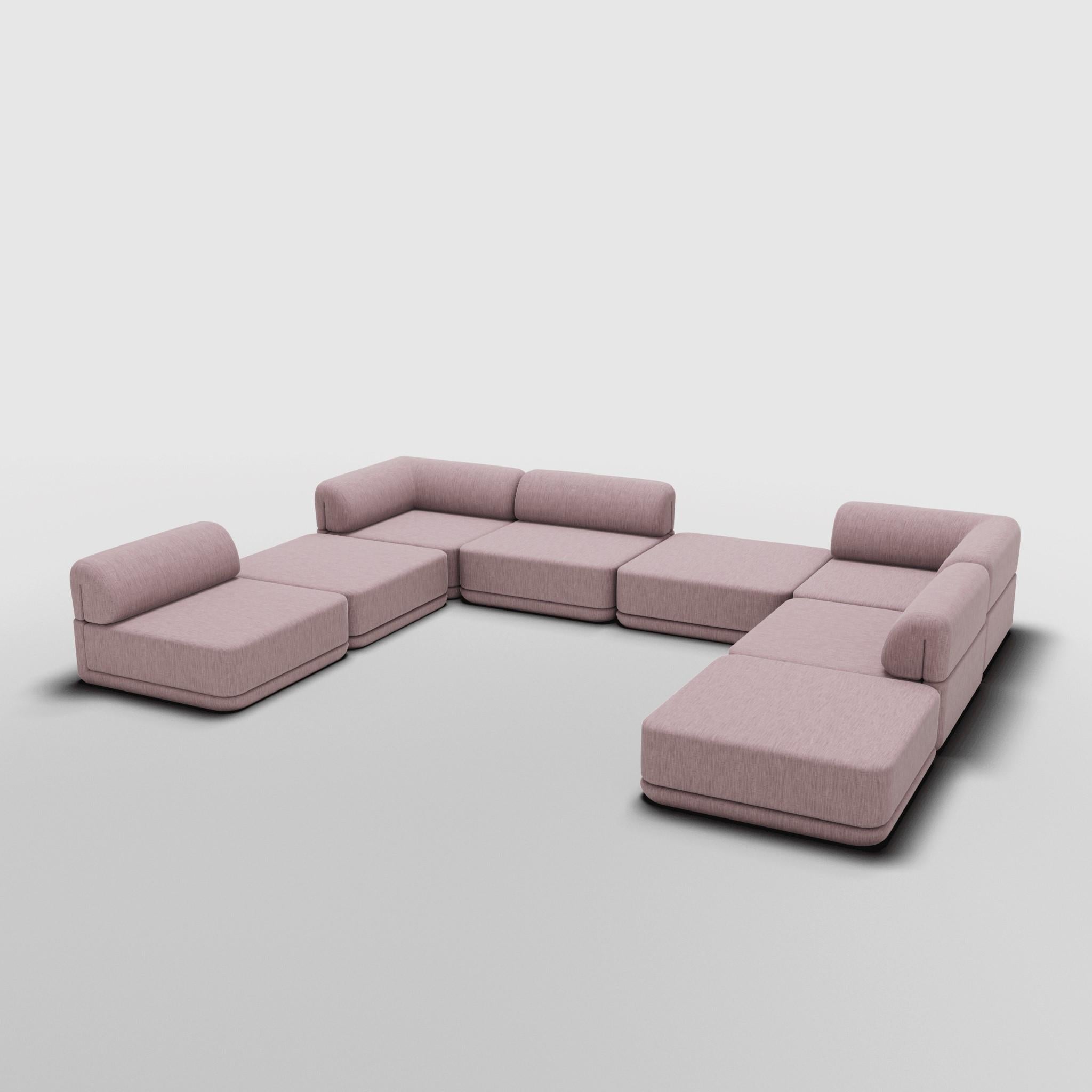 The Cube Sofa -- Corner Full Mix Sectional -- Grey Bouclé For Sale 1