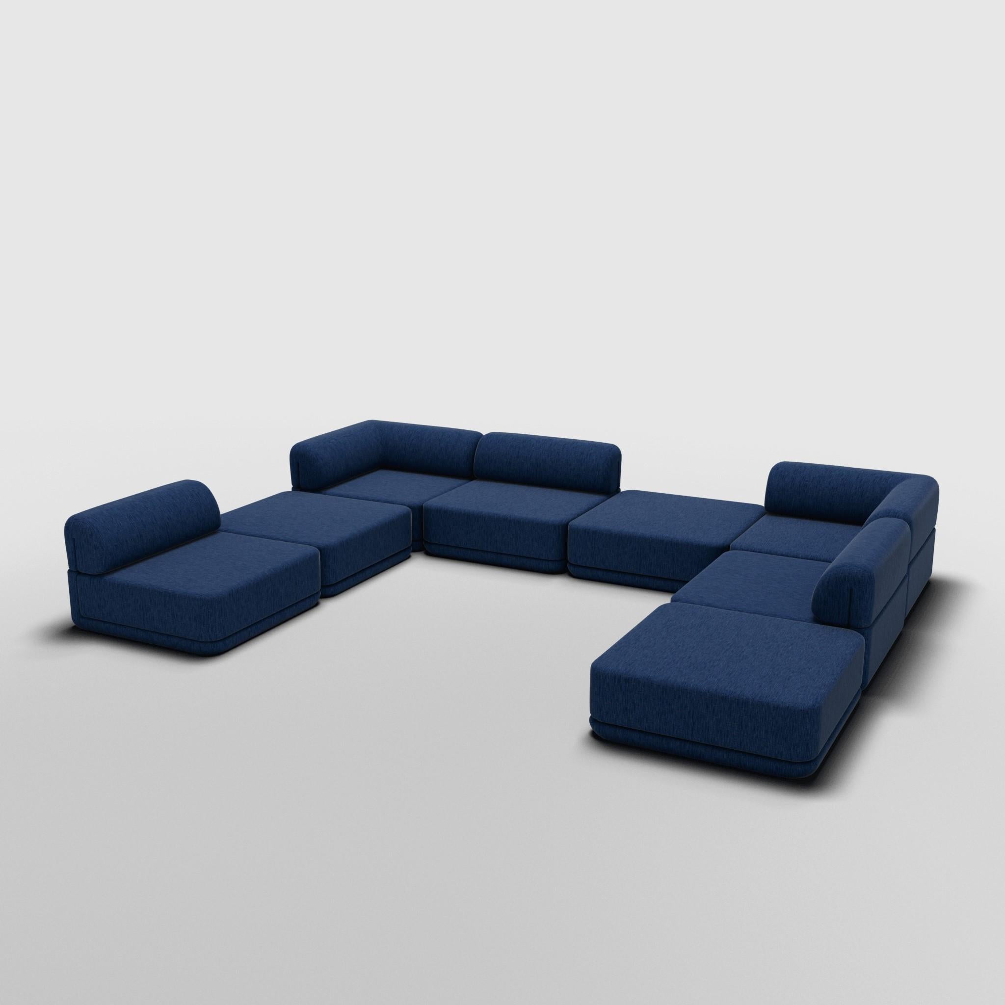 The Cube Sofa -- Corner Full Mix Sectional -- Grey Bouclé For Sale 2