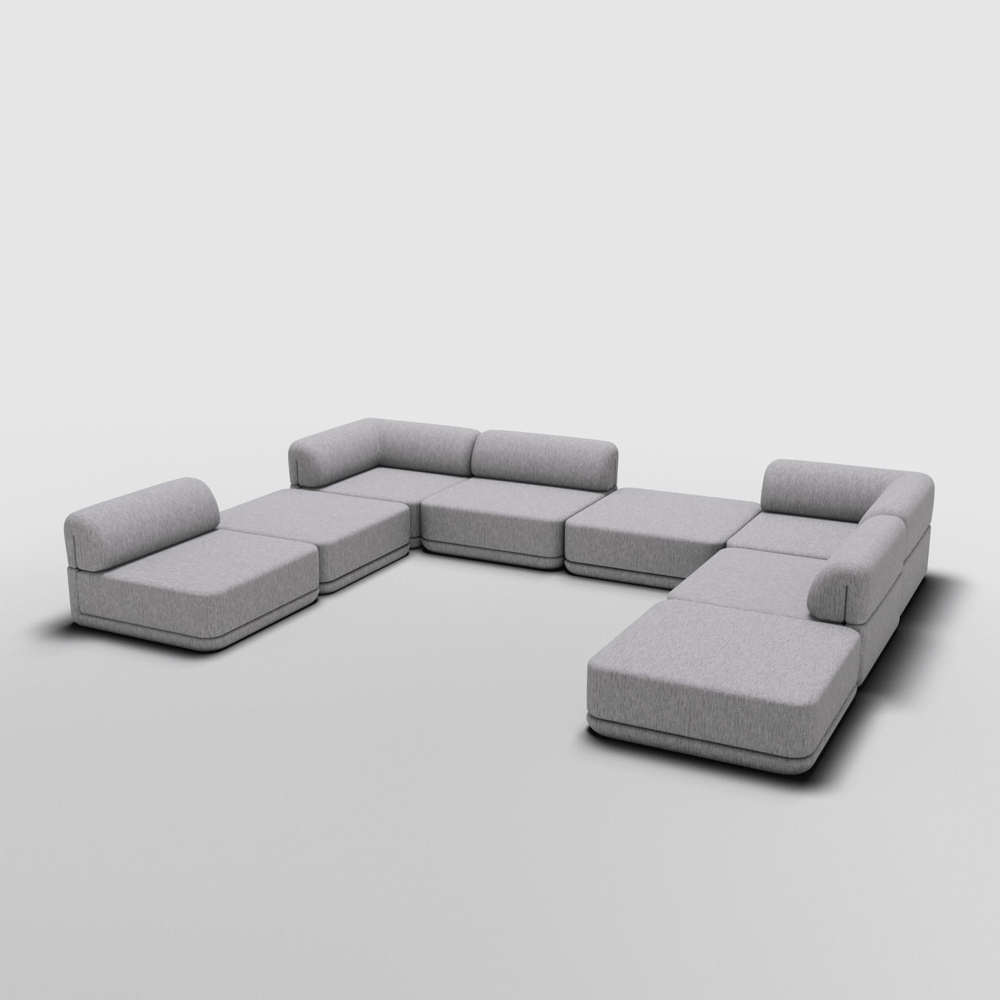 The Cube Sofa -- Corner Full Mix Sectional -- Grey Bouclé For Sale 3