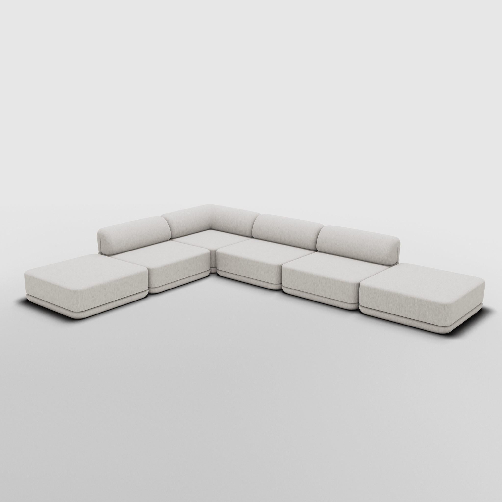 Contemporary The Cube Sofa -- Corner Lounge Ottoman Mix Sectional -- Grey Bouclé For Sale