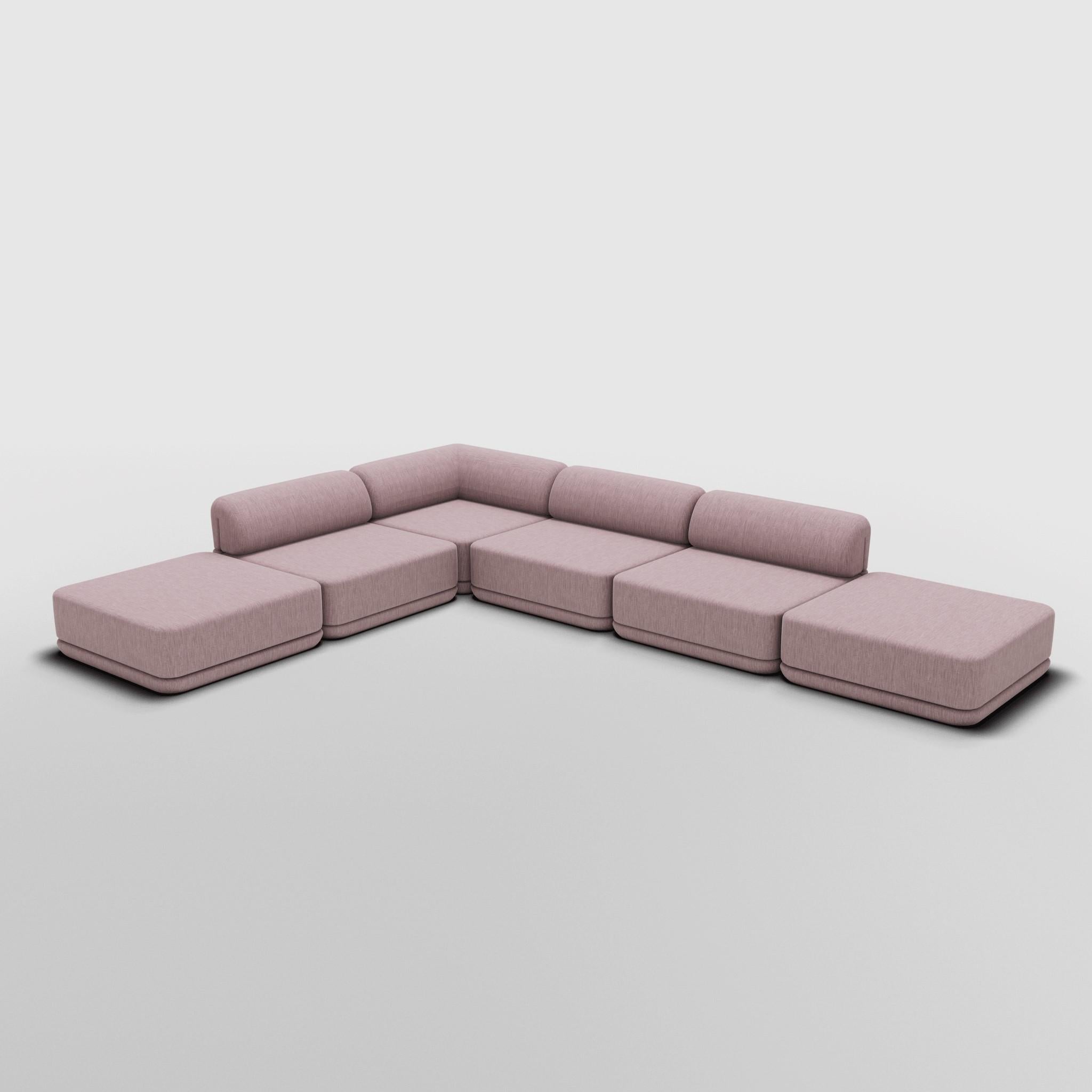 The Cube Sofa -- Corner Lounge Ottoman Mix Sectional -- Grey Bouclé For Sale 1