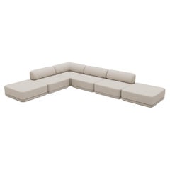 The Cube Sofa -- Corner Lounge Ottoman Mix Sectional -- Grey Bouclé