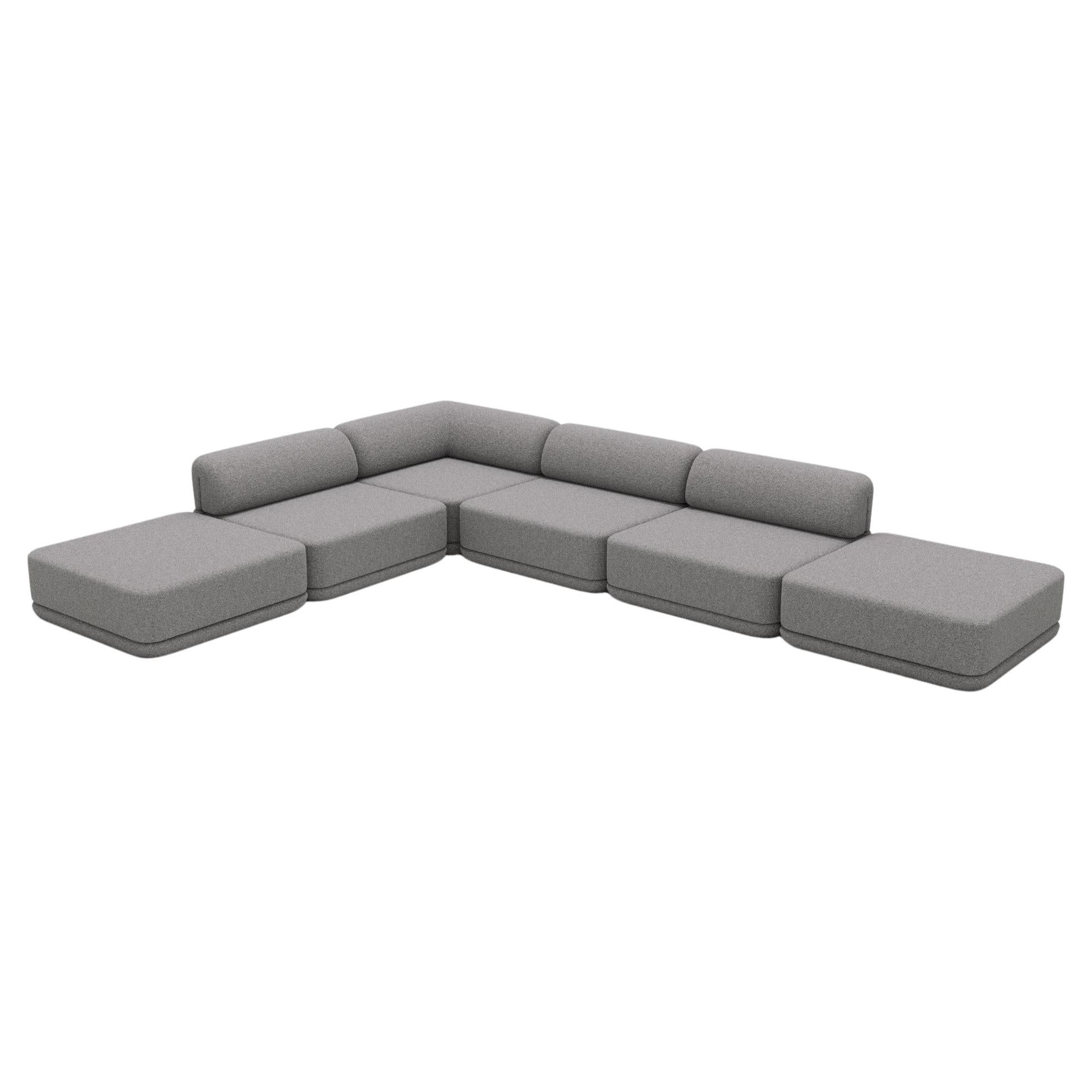 The Cube Sofa -- Corner Lounge Ottoman Mix Sectional -- Grey Bouclé For Sale