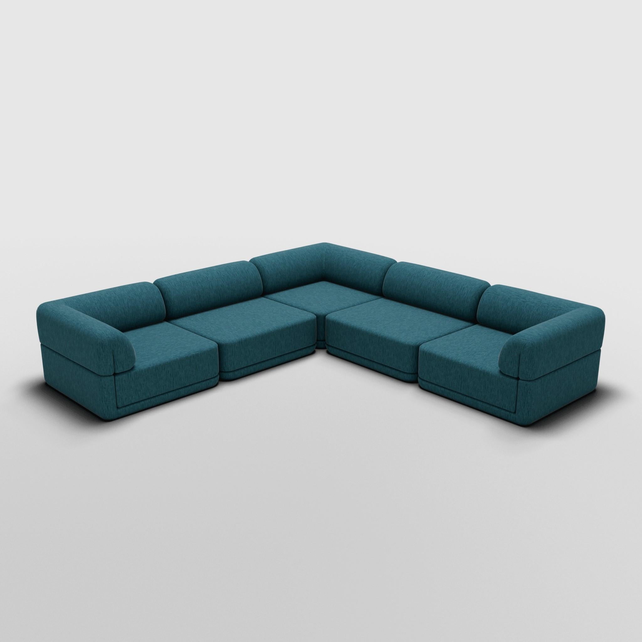 Mid-Century Modern The Cube Sofa -- Corner Lounge Sectional -- Grey Bouclé For Sale
