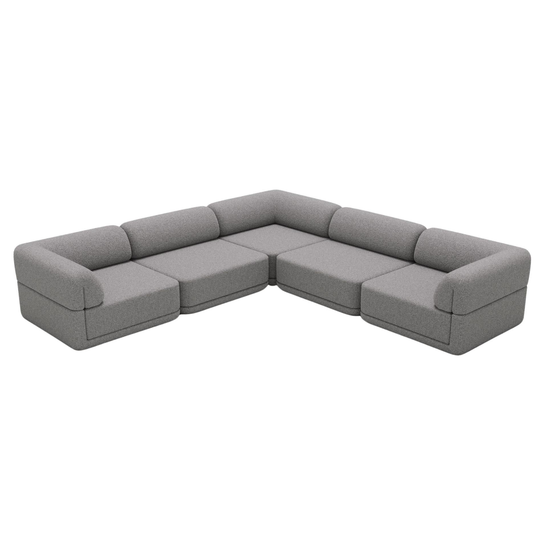 The Cube Sofa -- Corner Lounge Sectional -- Grey Bouclé For Sale
