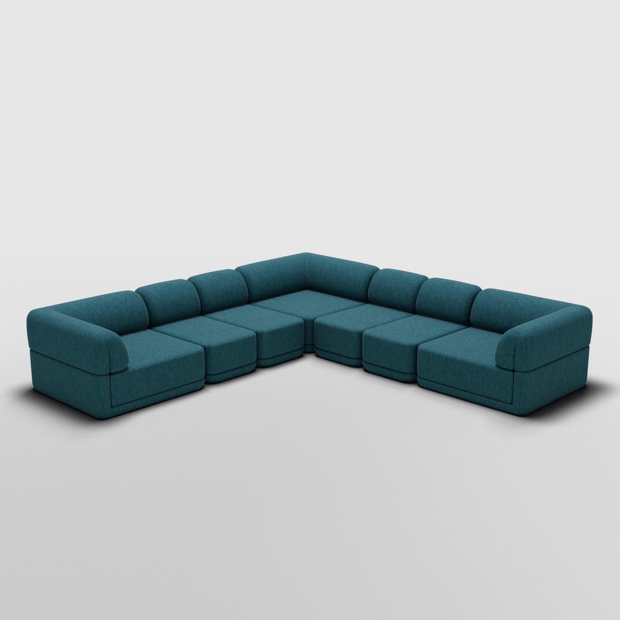 Mid-Century Modern The Cube Sofa -- Corner Slim Sectional -- Grey Bouclé For Sale
