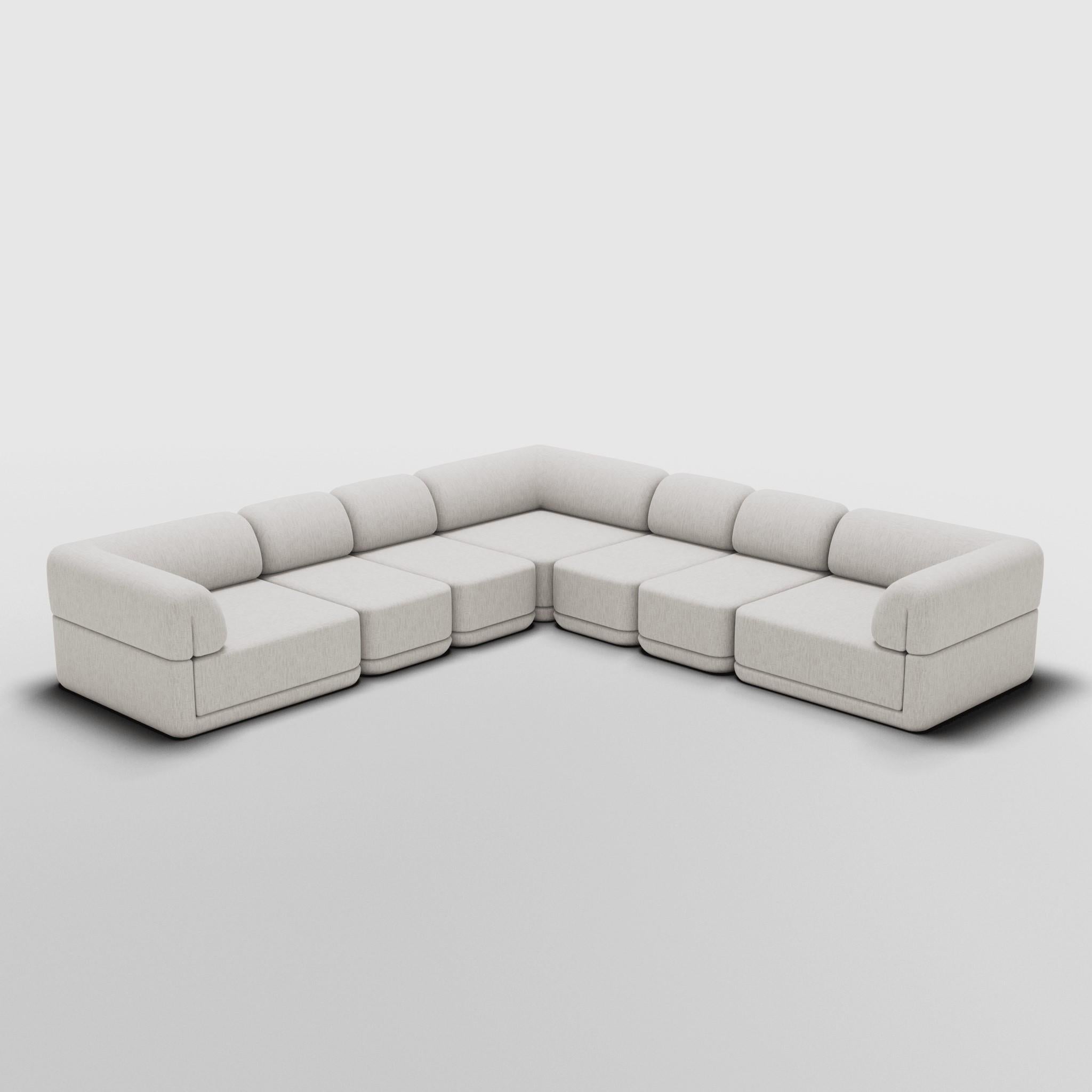 The Cube Sofa -- Corner Slim Sectional -- Grey Bouclé In New Condition For Sale In Ontario, CA