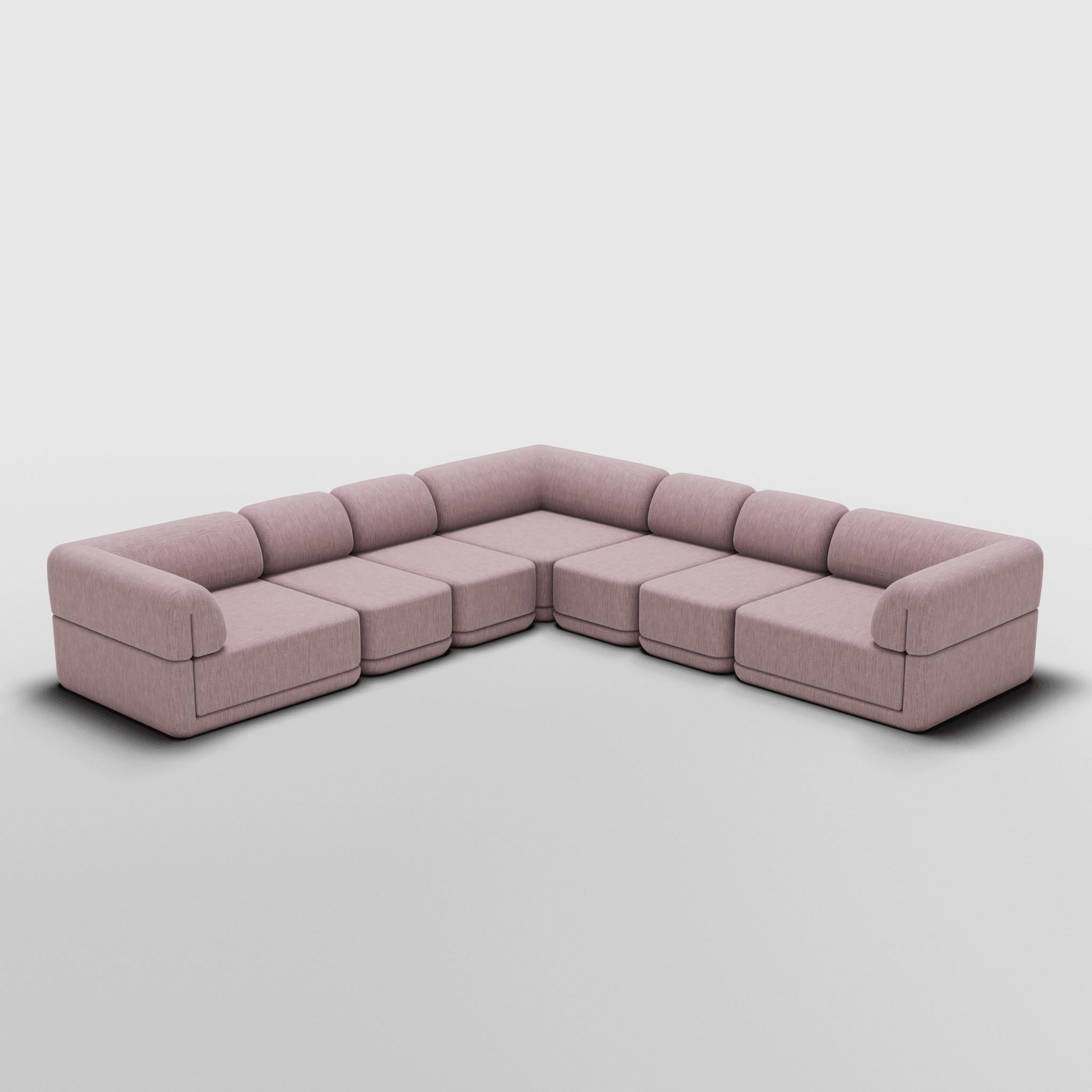 Contemporary The Cube Sofa -- Corner Slim Sectional -- Grey Bouclé For Sale