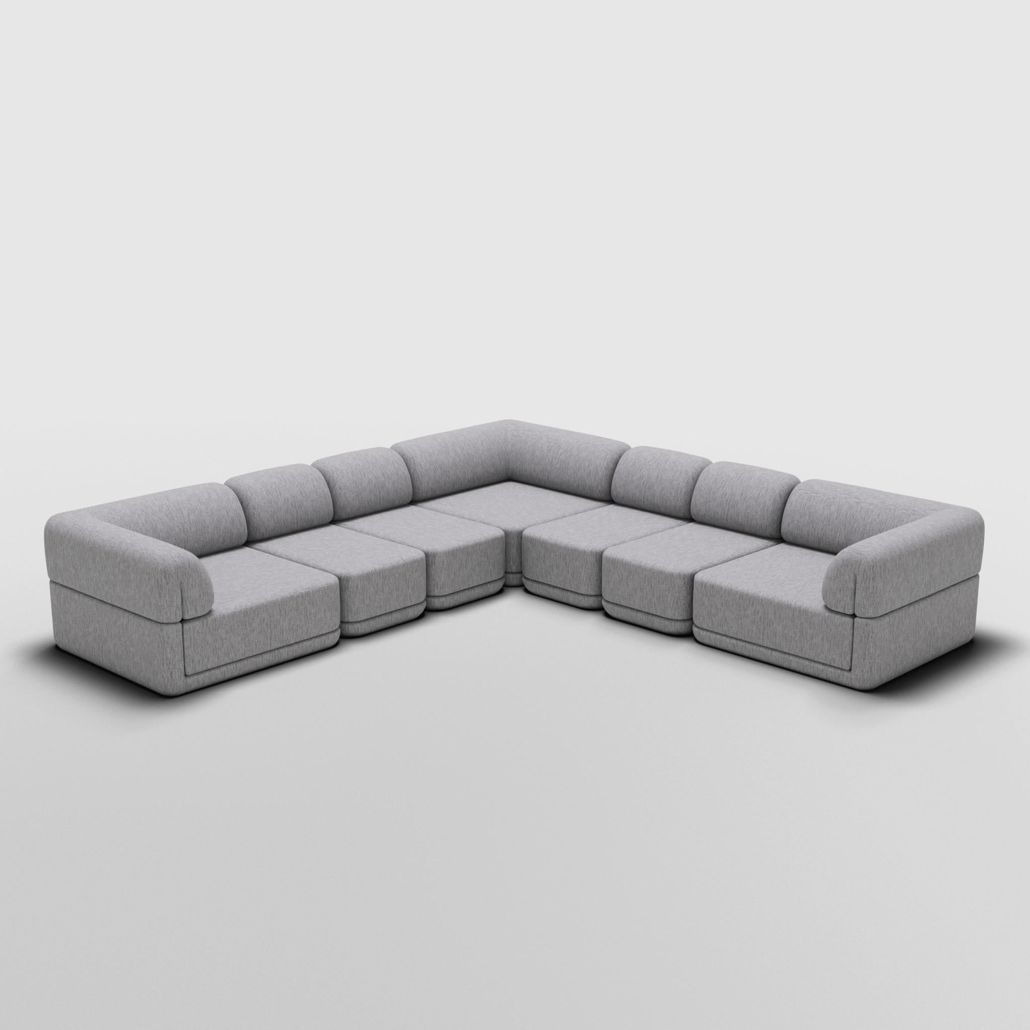 The Cube Sofa -- Corner Slim Sectional -- Grey Bouclé For Sale 2