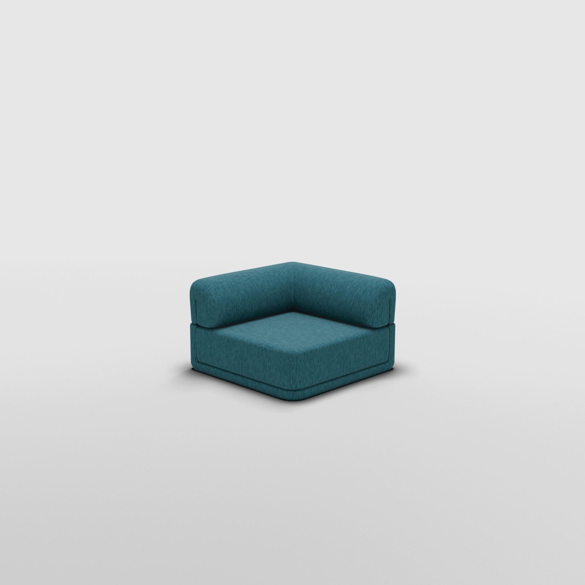 Mid-Century Modern The Cube Sofa -- Cube Corner Seat -- Grey Bouclé For Sale