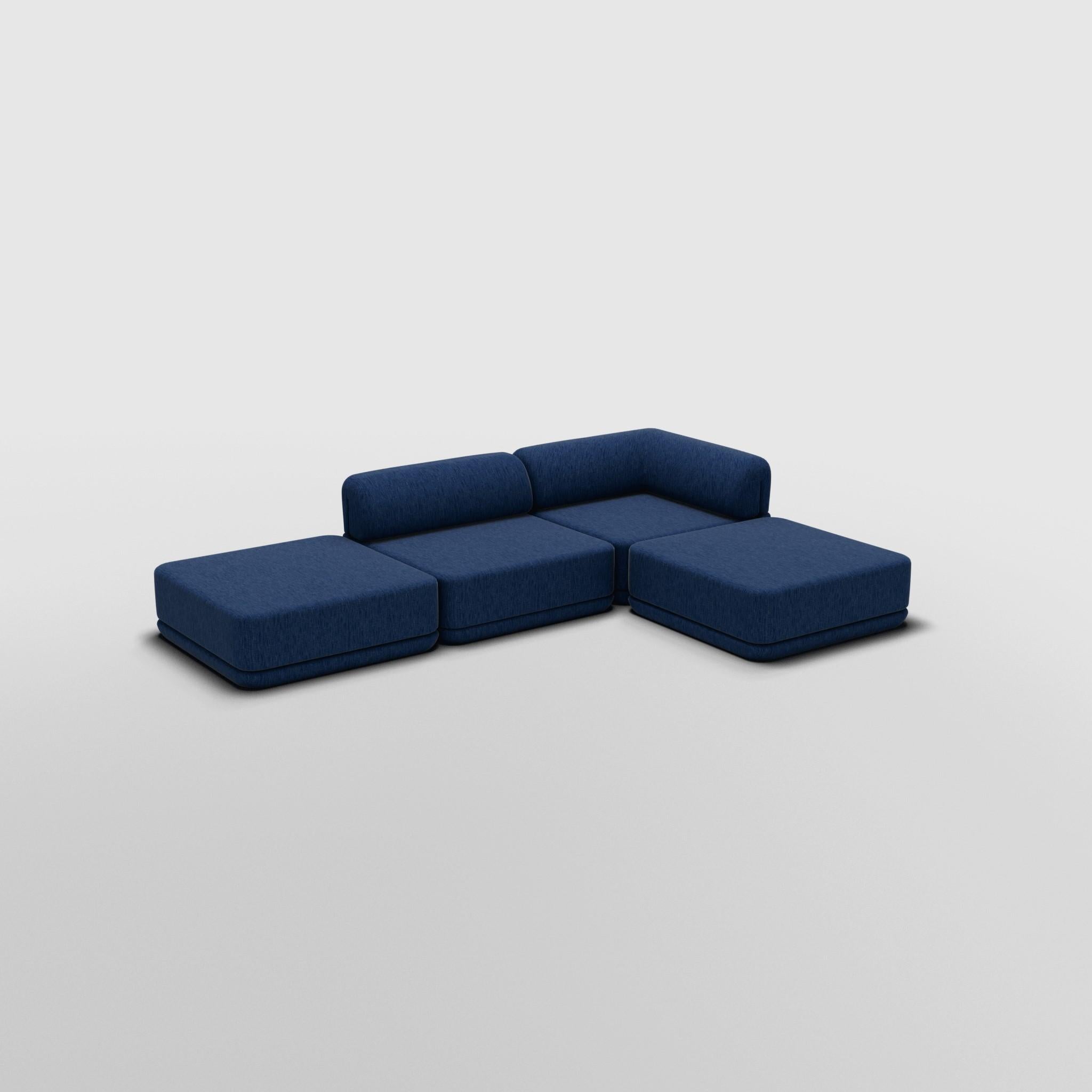 Bouclé The Cube Sofa - Ottoman sectionnel bas mixte en vente