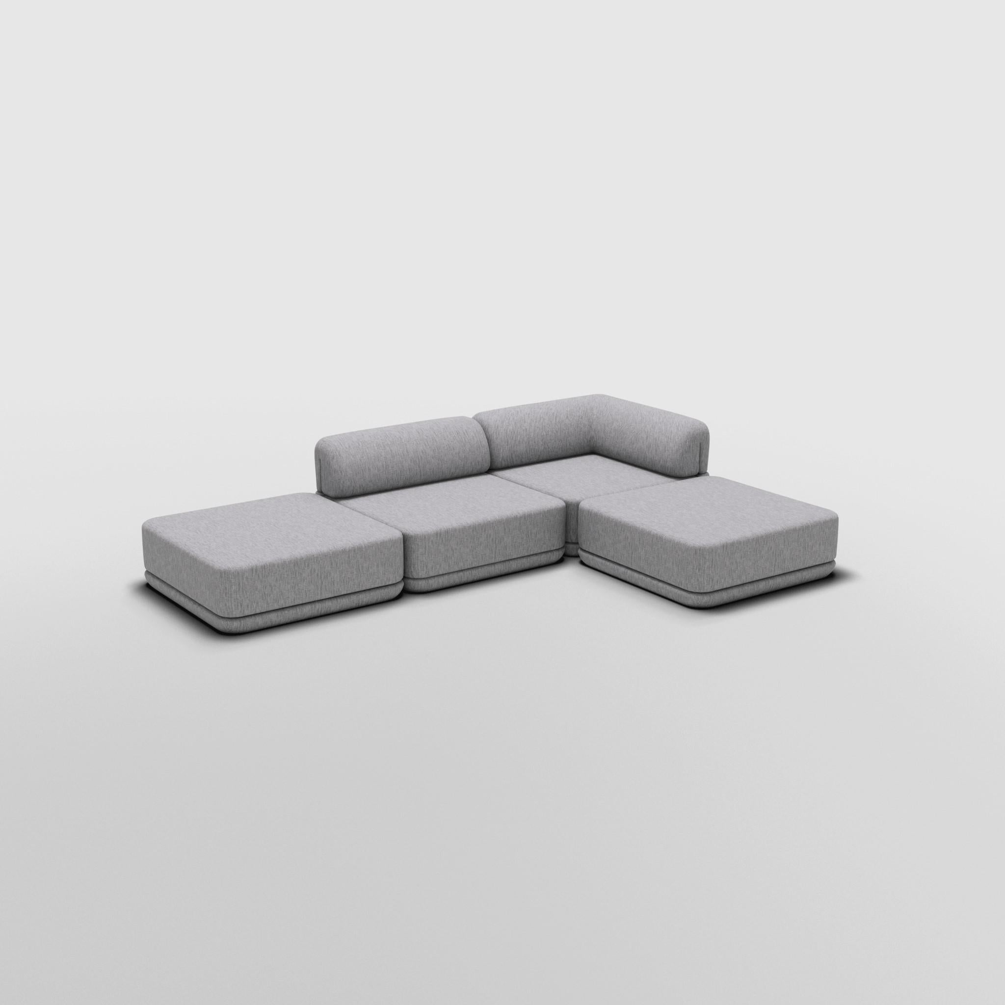 The Cube Sofa -- Low Mix Ottoman Sectional -- Grey Bouclé For Sale 1