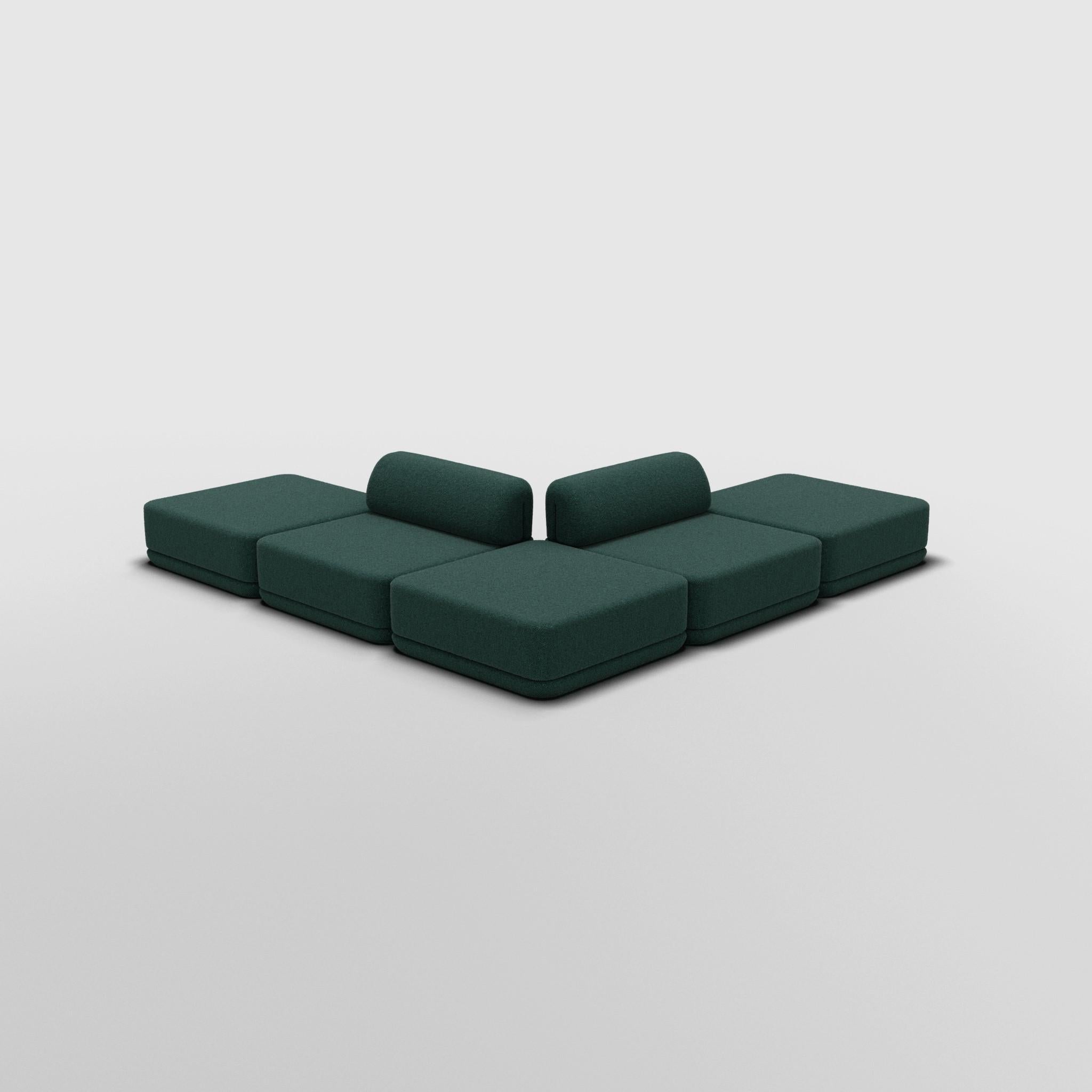 Mid-Century Modern The Cube Sofa -- Ottoman Mix Sectional -- Grey Bouclé For Sale