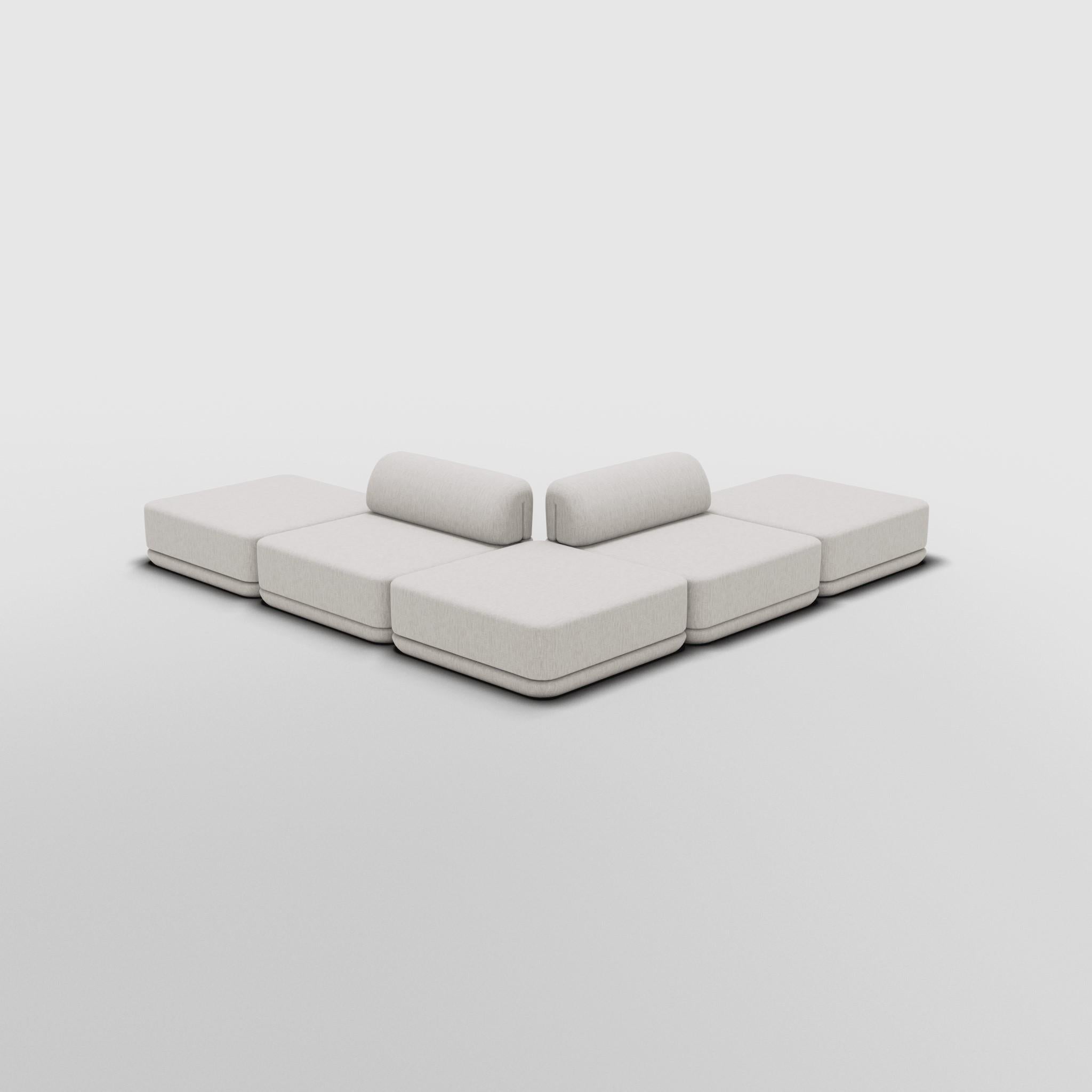 Contemporary The Cube Sofa -- Ottoman Mix Sectional -- Grey Bouclé For Sale