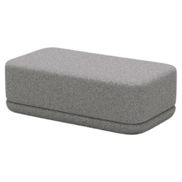 The Cube Sofa -- Slim Cube Ottoman -- Grey Bouclé For Sale