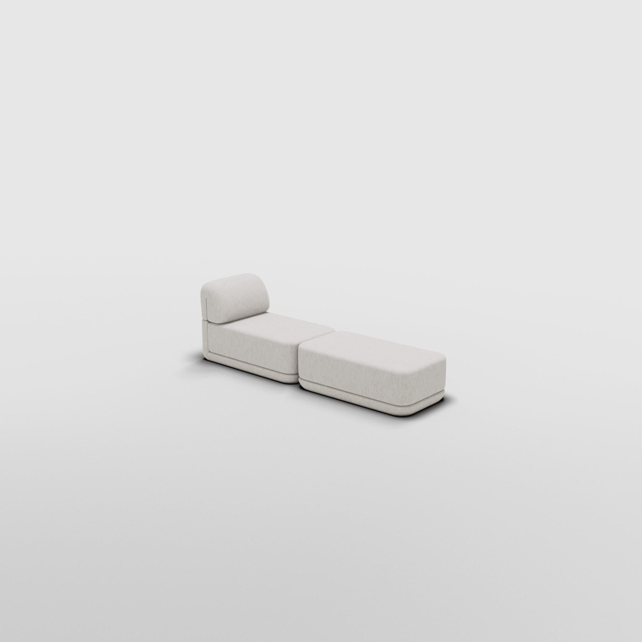 Mid-Century Modern The Cube Sofa -- Slim Lounge Ottoman Set -- Grey Bouclé For Sale