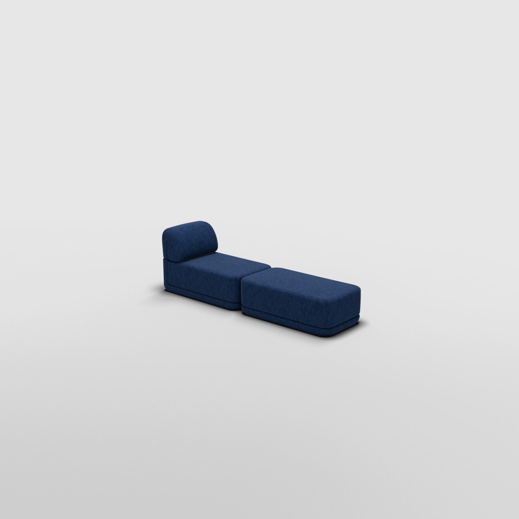Contemporary The Cube Sofa -- Slim Lounge Ottoman Set -- Grey Bouclé For Sale