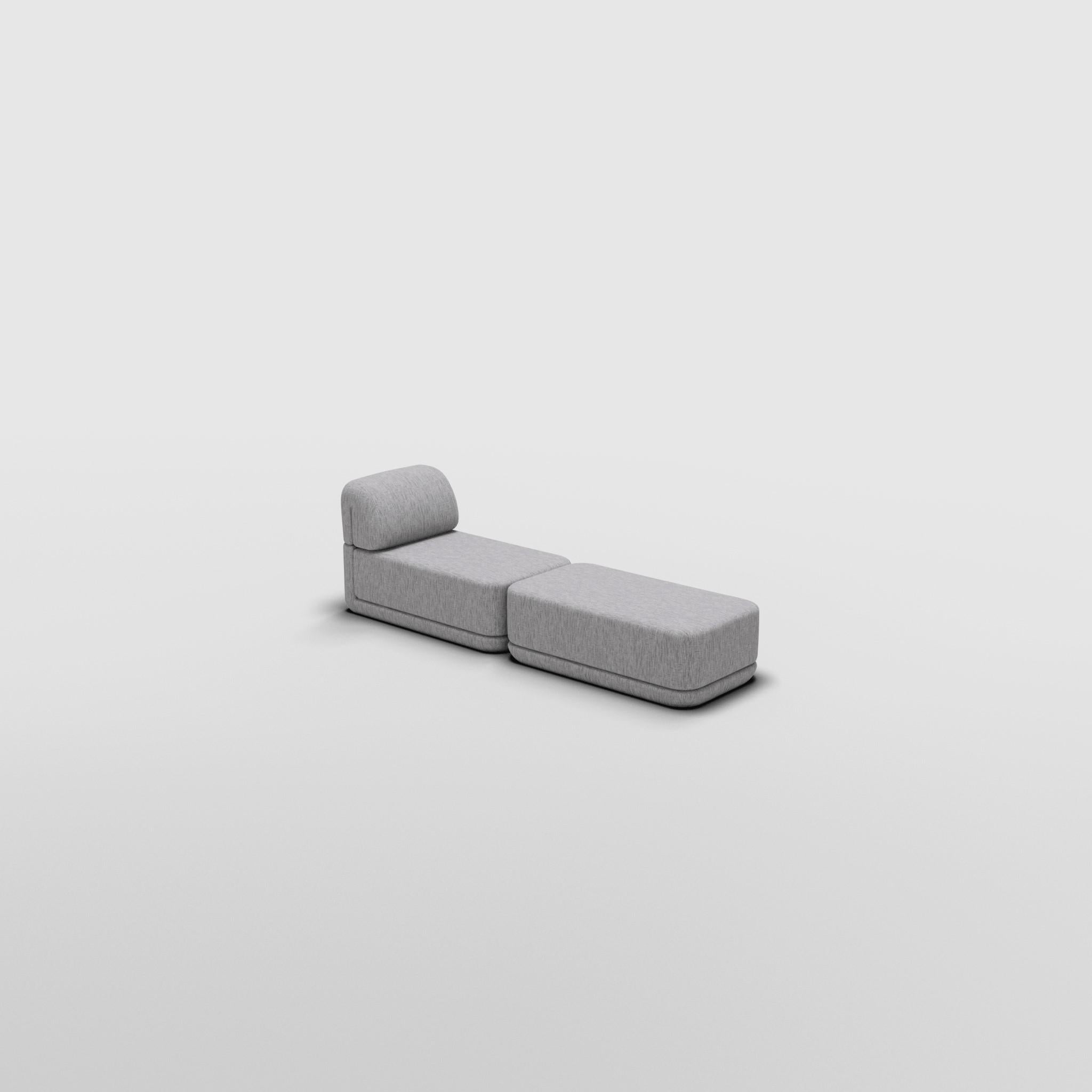 The Cube Sofa -- Slim Lounge Ottoman Set -- Grey Bouclé For Sale 1