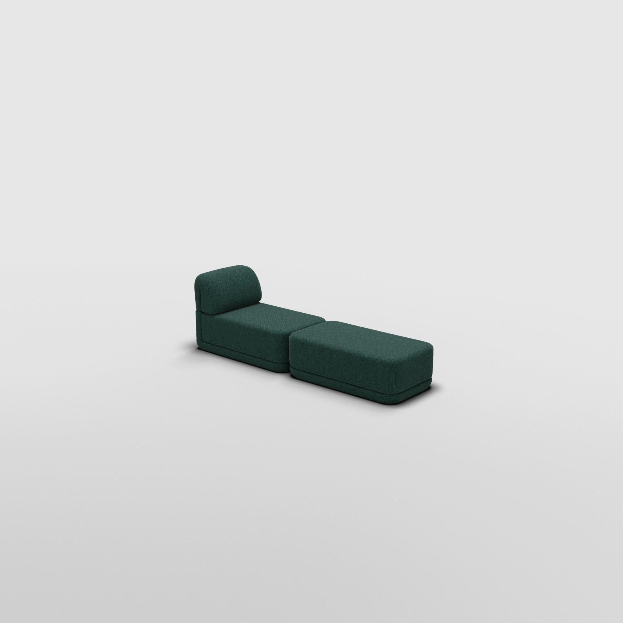 The Cube Sofa -- Slim Lounge Ottoman Set -- Grey Bouclé For Sale 2