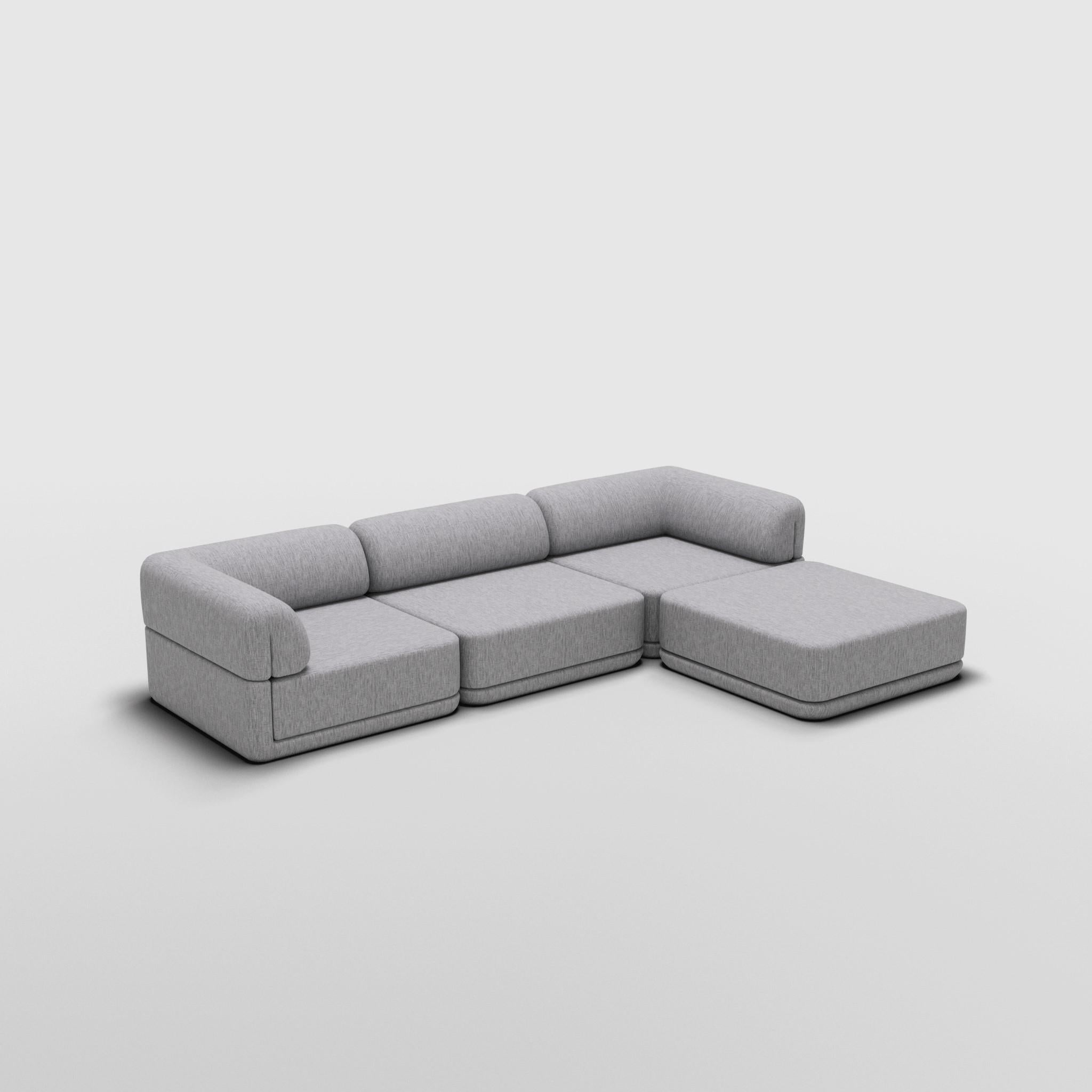 The Cube Sofa – Sofa-Lounge mit Ottomane (Bouclé) im Angebot