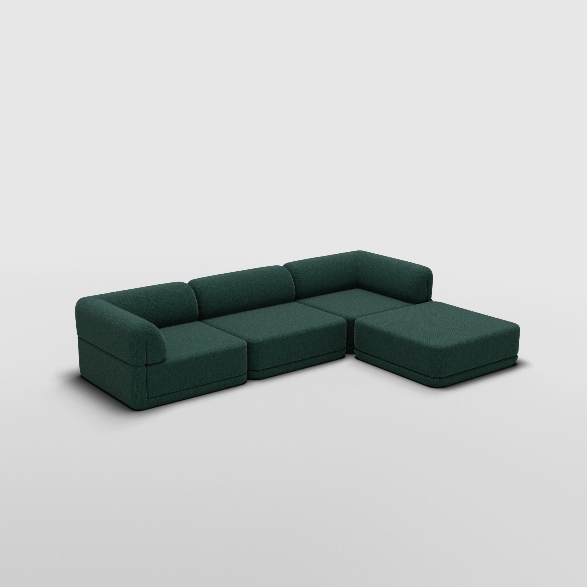 The Cube Sofa -- Sofa Lounge with Ottoman -- Grey Bouclé For Sale 3