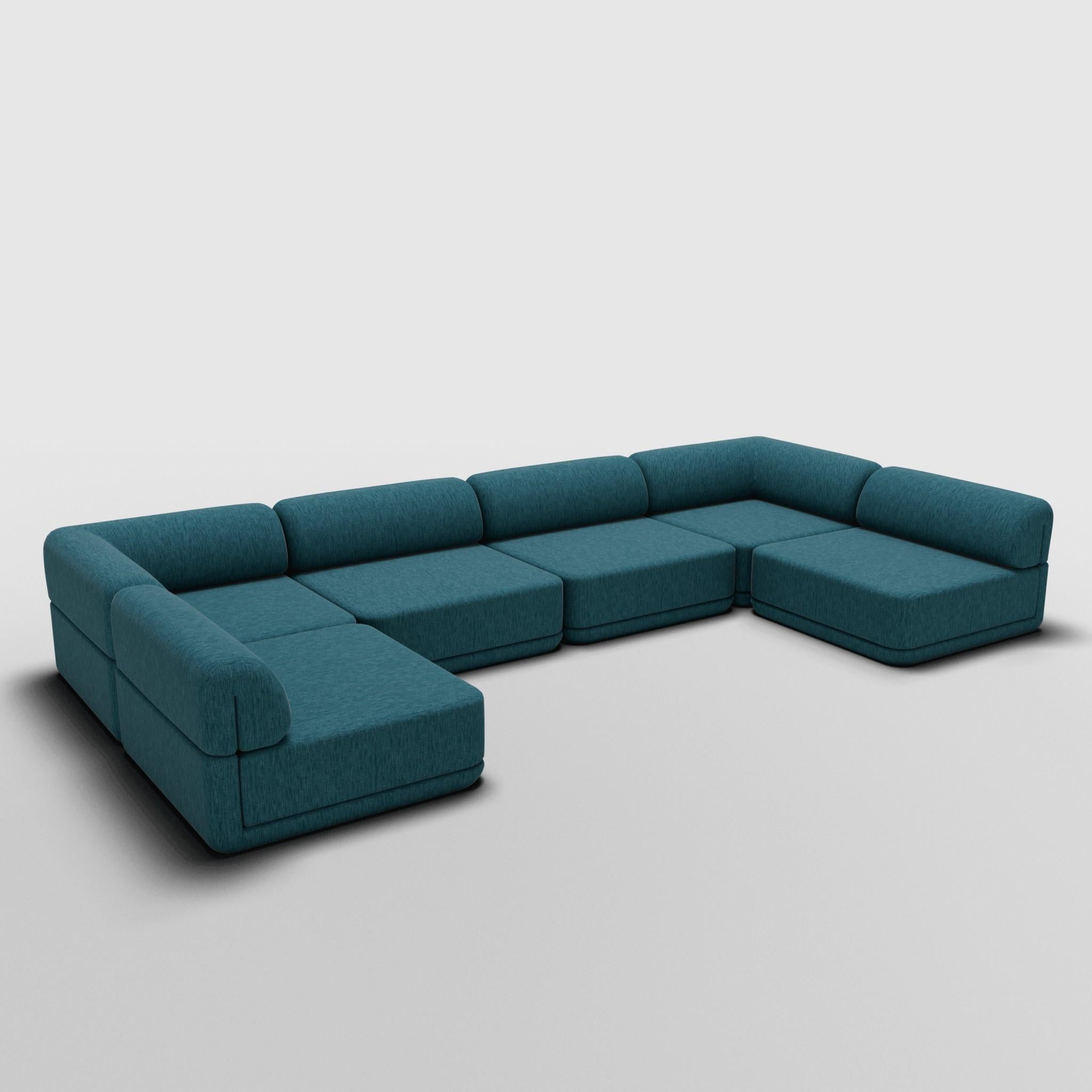Mid-Century Modern The Cube Sofa -- U-Shape Sectional -- Grey Bouclé For Sale